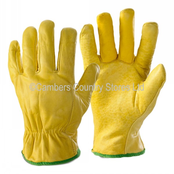 Leather Drivers Gloves Green Cuff Large / 09 Cambers Country Store