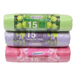 Sealapack Swing Bin Liners With Tie Handles 15 Pack