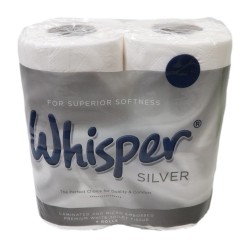 Whisper Silver Toilet Roll 4 Pack