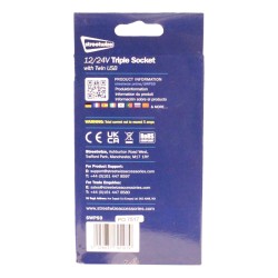 Streetwize 3 In 1 Power Socket With 2 USB Adaptors