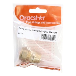Oracstar Compression Straight Coupler 15mm x 1/2"