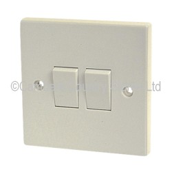 Status White Fitting Light Switch 10 Amp 2 Gang