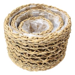 Natural Sea Grass Baskets Round Set Of 3