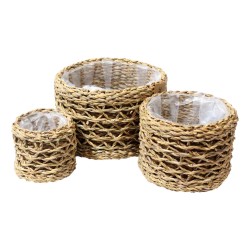 Natural Sea Grass Baskets Round Set Of 3