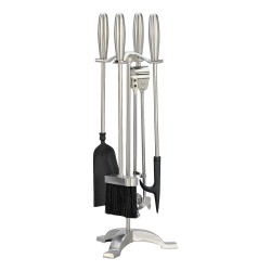 Manor Fireplace Companion Set Elipse Pewter