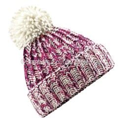 Beechfield Twist Knit Pom Pom Beanie Hat Fushia