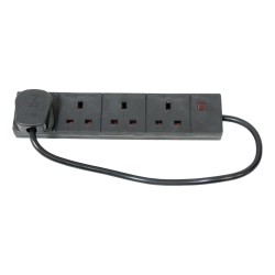 Pro Elec 4 Gang Extension Lead Neon Indicator Black
