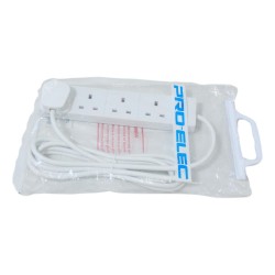 Pro Elec 4 Gang Extension Lead Neon Indicator White
