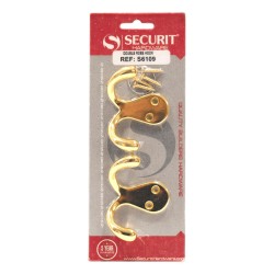 Securit Double Robe Hooks Brass 2 Pack