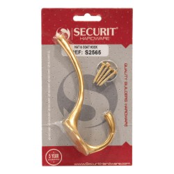 Securit Hat & Coat Hook Brass 125mm