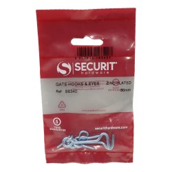 Securit Gate Hook & Eye Zinc 50mm 2 Pack