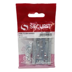 Securit Flush Hinges Zinc Plated 60mm 2 Pack