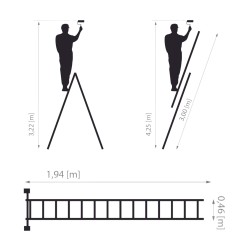 Drabest Aluminium Extension Ladder Double EN131 Pro