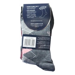 Sock Shop Ladies Gentle Grip Socks 3 Pair Pack Argyle