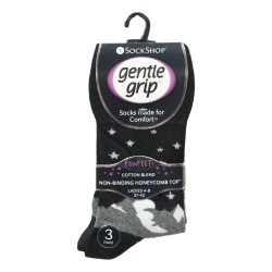 Sock Shop Ladies Gentle Grip Socks 3 Pair Pack Moon Stars