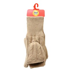 Heat Holders Ladies Ash Cable Knit Converter Mittens