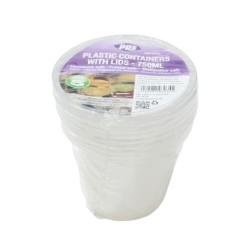 PPS Plastic Food Containers & Lids Round 750ml 5 Pack