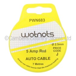 Wotnots Auto Cable 5 Amp Red 7 Metres