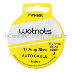 Wotnots Auto Cable 17 Amp Black 4 Metres