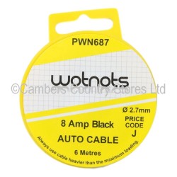 Wotnots Auto Cable 8 Amp Black 6 Metres