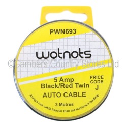 Wotnots Auto Cable 5 Amp Black/Red Twin 3 Metres