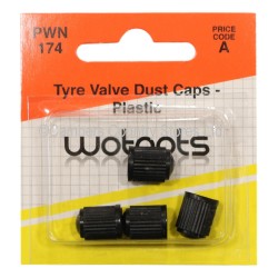 Wotnots Tyre Valve Dust Caps Plastic Black 4 Pack