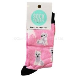 Smiling Faces Pair Of Socks Westie Dogs