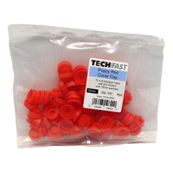TechFast Cover Cap Poppy Red 16mm 100 Pack