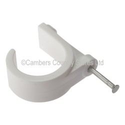 Plastic Pipe Clip With Nail White 16mm 100 Pack