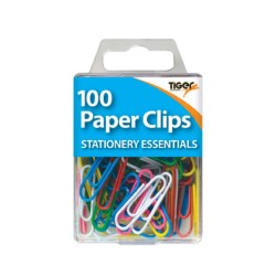 Essentials Paper Clips Coloured 100 Pack