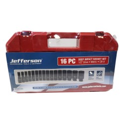 Jefferson Deep Impact Socket Set 1/2" Drive 16 Piece