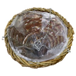 Woven Hanging Basket Striped With Chain & Liner 12"