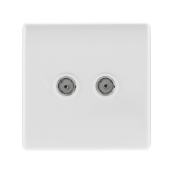 BG Rounded Edge Outlet 2 Gang Co-Axial Socket