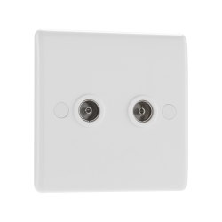 BG Rounded Edge Outlet 2 Gang Co-Axial Socket Iso
