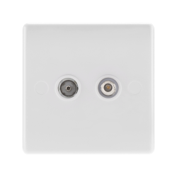 BG Rounded Edge Outlet 2 Gang Co-Ax Satellite Socket