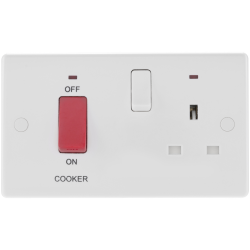 BG Rounded Edge Double Pole Cooker Switch 45A Complete
