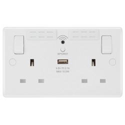 BG Rounded Edge Switched Socket 2 Gang With Wi-Fi Ext