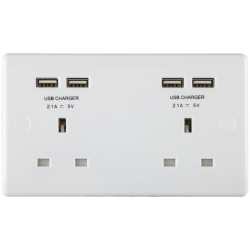 BG Rounded Edge Socket 2 Gang & 4 x USB