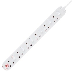 Masterplug Extension Lead 6 Socket Switched & Surged
