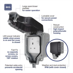 BG Weatherproof Socket 1G 13A Switched Single IP66