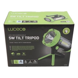 Luceco Rechargeable LED Tilt Tripod Torch With Powerbank