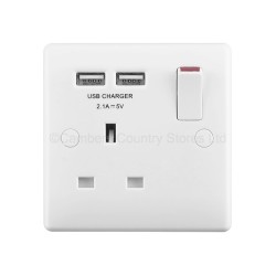 BG Rounded Edge Switched Socket 1 Gang With 2 USB 13A
