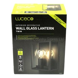 Luceco Azurar Exterior Wall LED Lantern Light Twin Black