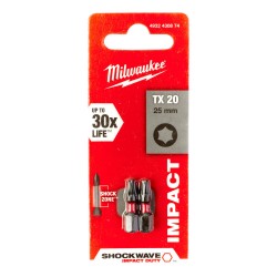 Milwaukee Shockwave 25mm T20 Screwdriver Bit 2 Pack