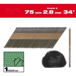 Milwaukee Nails 34° DHead 7.4x2.8/ 75mm RS