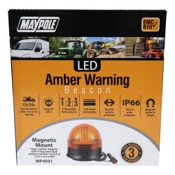 Maypole LED Beacon 12/24v Amber Magnetic Mount