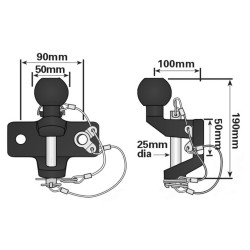 Maypole Towball 50mm With Pin Coupling Black