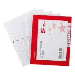 5 Star Office A4 Punched Pockets 100 Pack