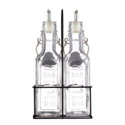 Kilner Set Of 2 x 300ml Oil Bottles With Metal Rack