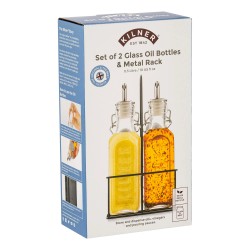 Kilner Set Of 2 x 300ml Oil Bottles With Metal Rack